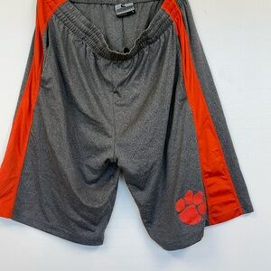 Colosseum Men's Gray Clemson Athletic Shorts with Orange Panels and Paw Logo